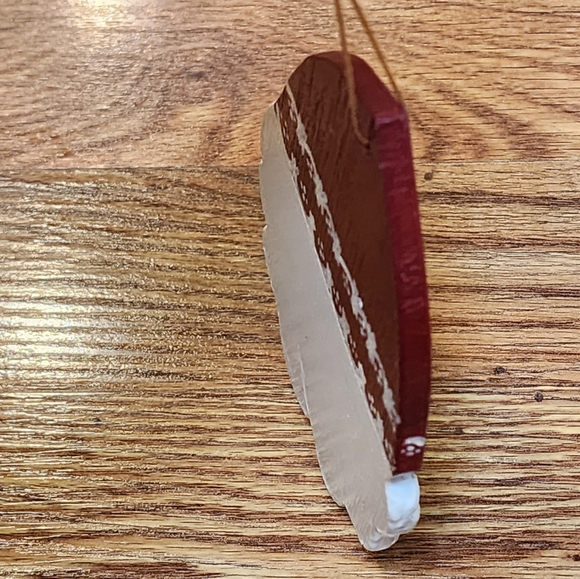 Vintage Handmade Painted Wooden Jolly Santa Ornament - Picture 4 of 6